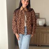 The Golden Hour Floral Corduroy Collar Button Down Denim Jacket - Love and Lee Apparel
