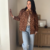 The Golden Hour Floral Corduroy Collar Button Down Denim Jacket - Love and Lee Apparel