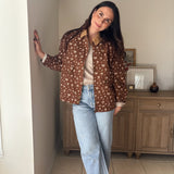 The Golden Hour Floral Corduroy Collar Button Down Denim Jacket - Love and Lee Apparel