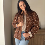 The Golden Hour Floral Corduroy Collar Button Down Denim Jacket - Love and Lee Apparel