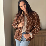 The Golden Hour Floral Corduroy Collar Button Down Denim Jacket - Love and Lee Apparel