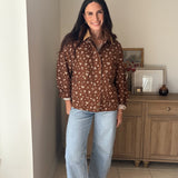 The Golden Hour Floral Corduroy Collar Button Down Denim Jacket - Love and Lee Apparel