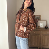 The Golden Hour Floral Corduroy Collar Button Down Denim Jacket - Love and Lee Apparel
