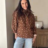 The Golden Hour Floral Corduroy Collar Button Down Denim Jacket - Love and Lee Apparel