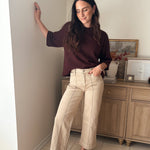 The Birchwood High Rise Wide Leg Pintuck Color Denim Pants - Love and Lee Apparel