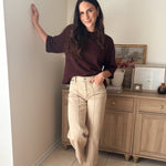 The Birchwood High Rise Wide Leg Pintuck Color Denim Pants - Love and Lee Apparel