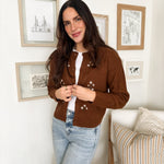 The Ethel Floral Embroidered Knit Cardigan in Brown - Love and Lee Apparel