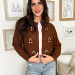 The Ethel Floral Embroidered Knit Cardigan in Brown - Love and Lee Apparel