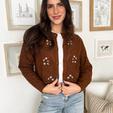 The Ethel Floral Embroidered Knit Cardigan in Brown - Love and Lee Apparel