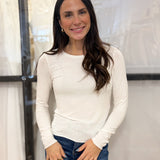The Vironique O Neck Basic Long Sleeve Top in Egret Cream - Love and Lee Apparel