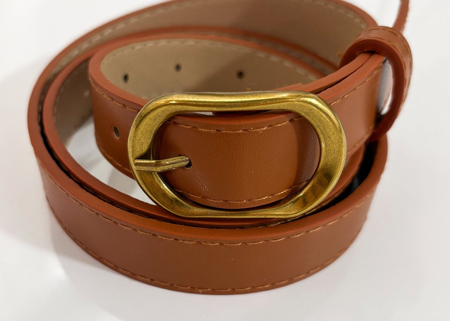 Vegan Leather Gold Buckle Belt - Love and Lee Apparel