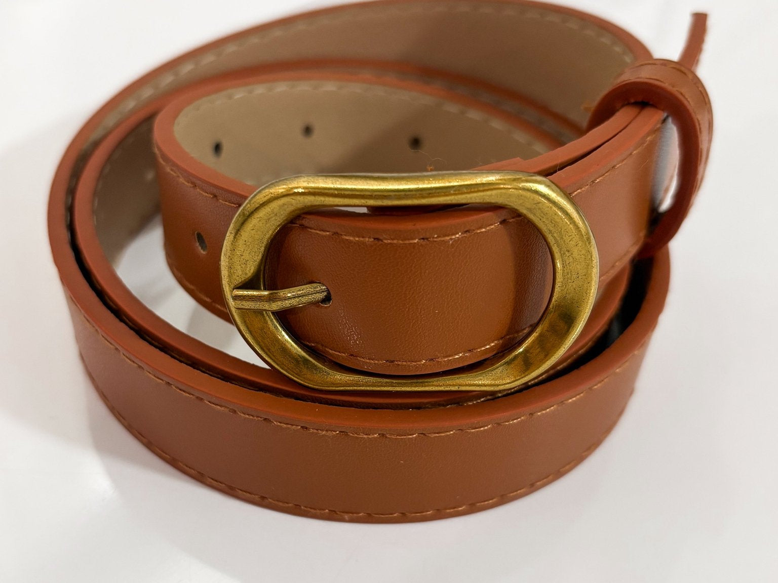 Vegan Leather Gold Buckle Belt - Love and Lee Apparel