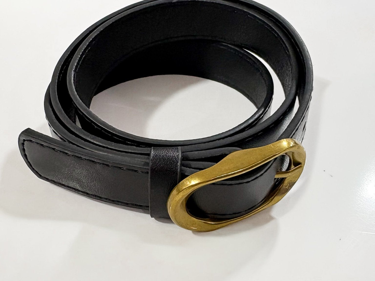 Vegan Leather Gold Buckle Belt - Love and Lee Apparel