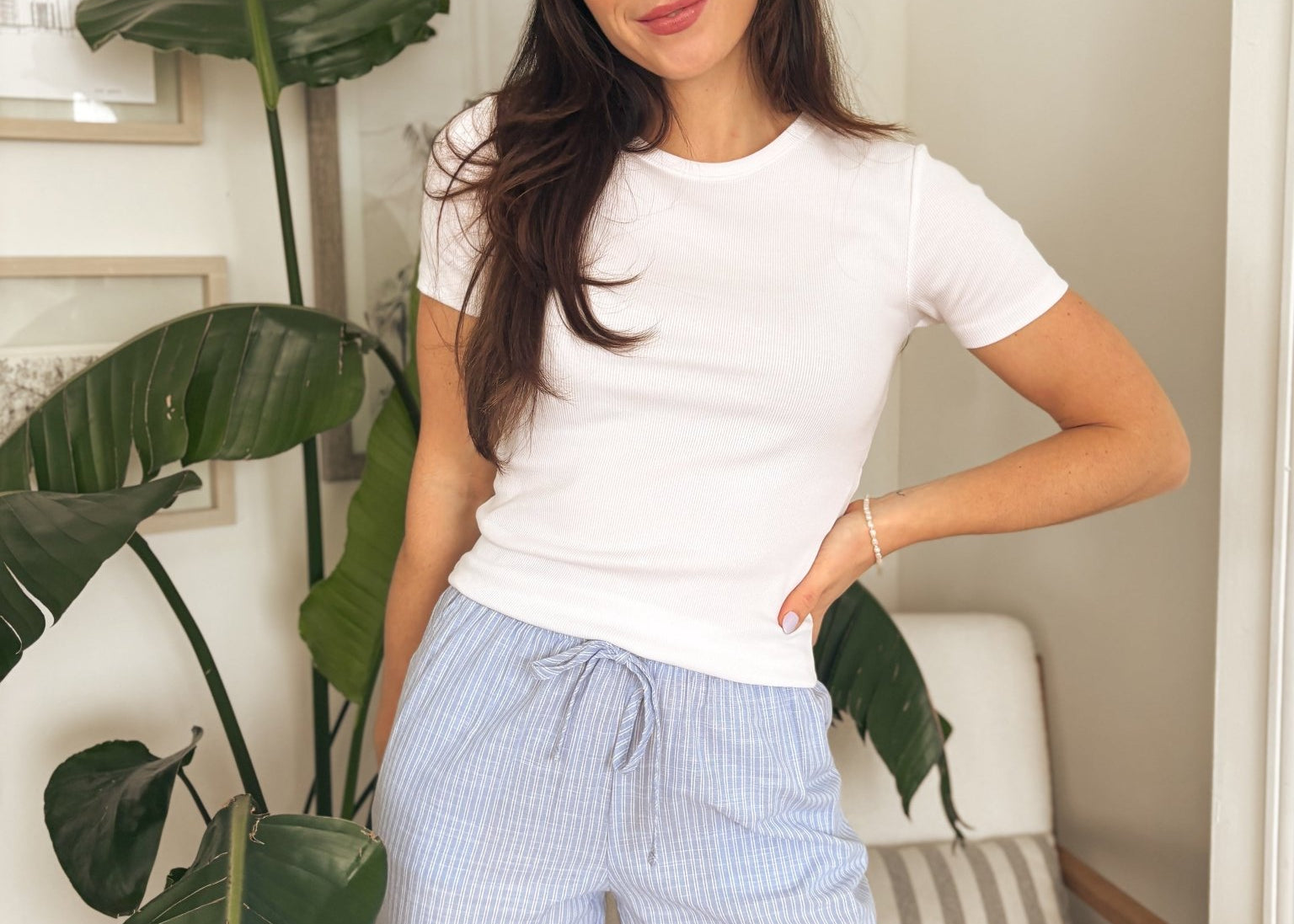 The Lavalie Basic White Ribbed T-shirt - Love and Lee Apparel
