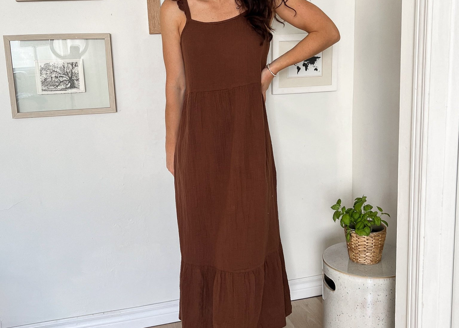 The Scottie Flowy Brown Midi Dress - Love and Lee Apparel