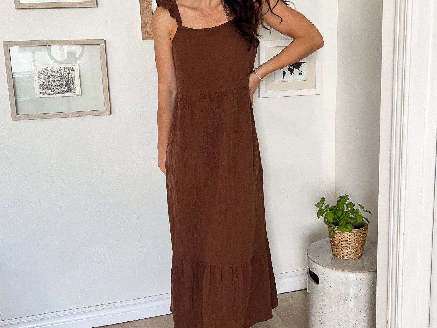 The Scottie Flowy Brown Midi Dress - Love and Lee Apparel
