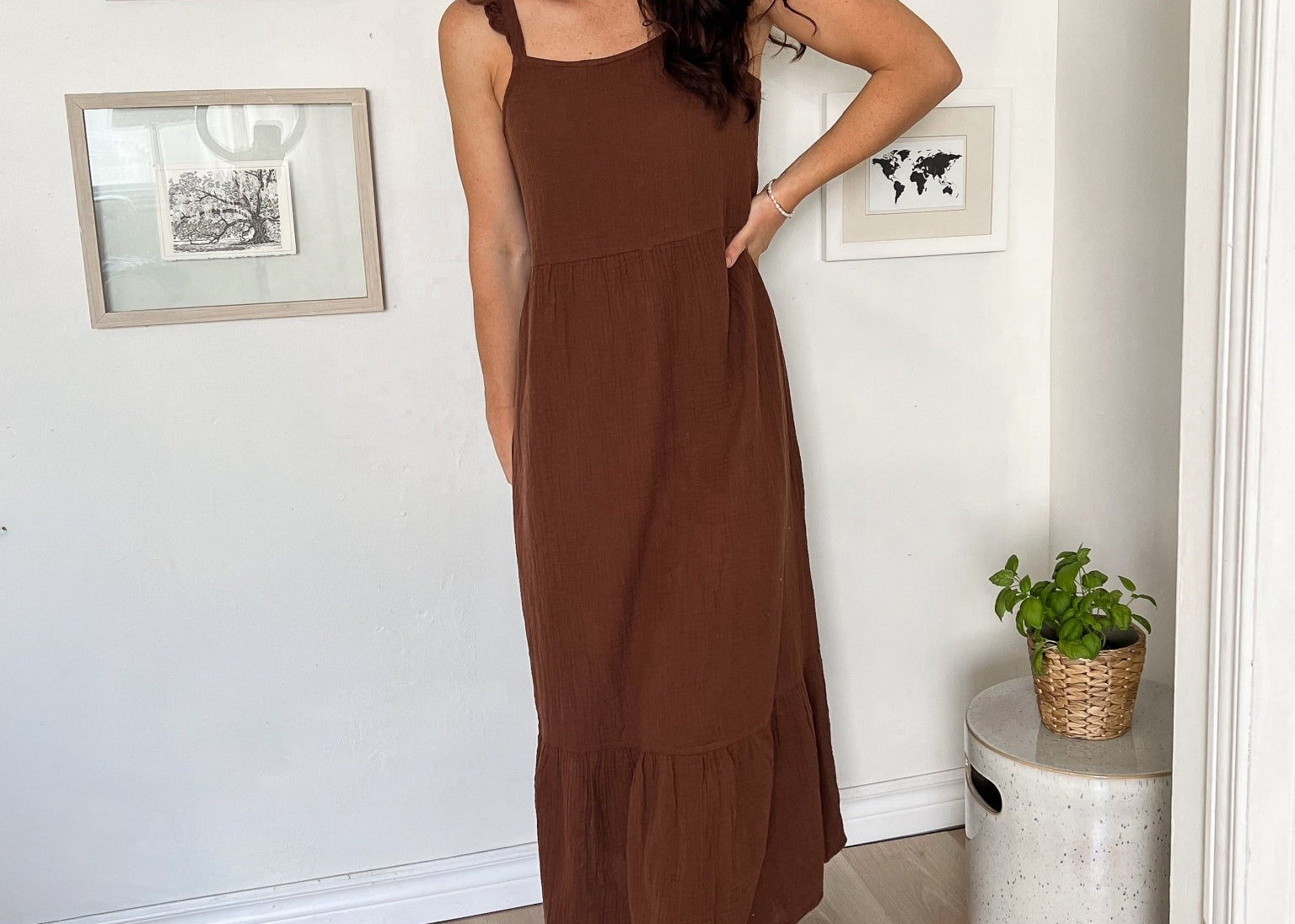 The Scottie Flowy Brown Midi Dress - Love and Lee Apparel