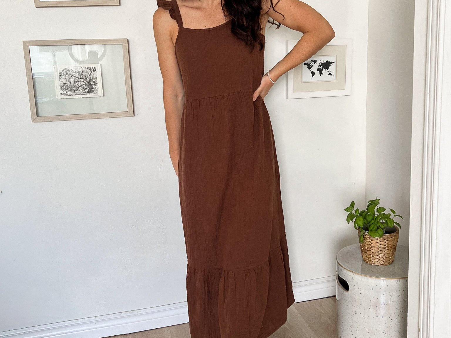 The Scottie Flowy Brown Midi Dress - Love and Lee Apparel