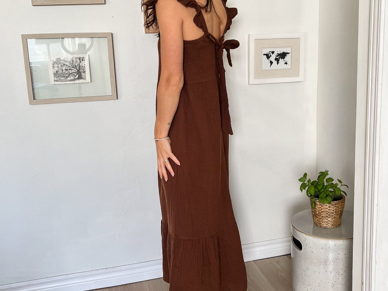 The Scottie Flowy Brown Midi Dress - Love and Lee Apparel