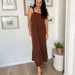 The Scottie Flowy Brown Midi Dress - Love and Lee Apparel