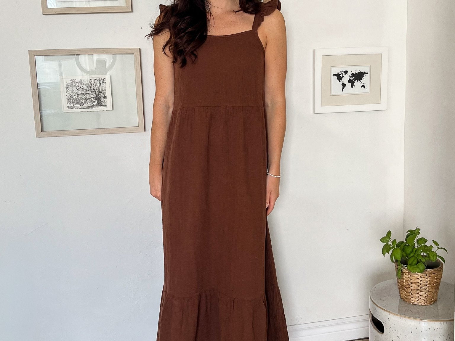 The Scottie Flowy Brown Midi Dress - Love and Lee Apparel