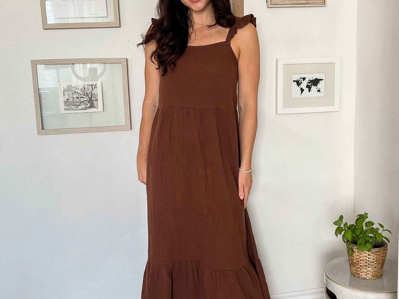 The Scottie Flowy Brown Midi Dress - Love and Lee Apparel