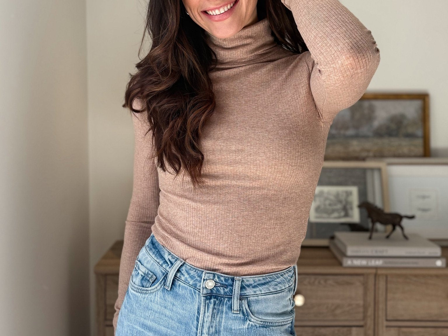 The 'Maple Latte' Long Sleeve High Rolled Neck Top - Love and Lee Apparel