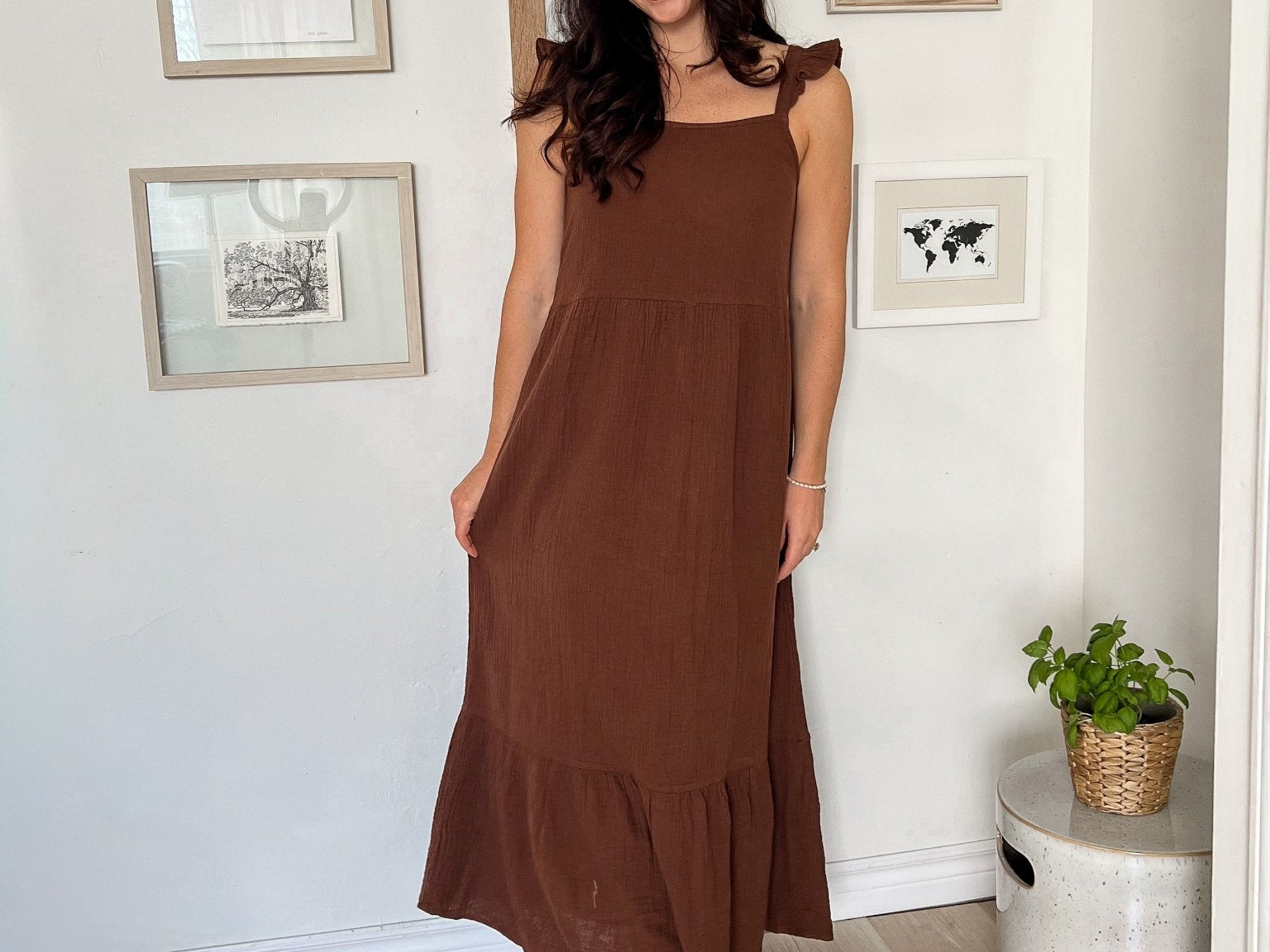 The Scottie Flowy Brown Midi Dress - Love and Lee Apparel