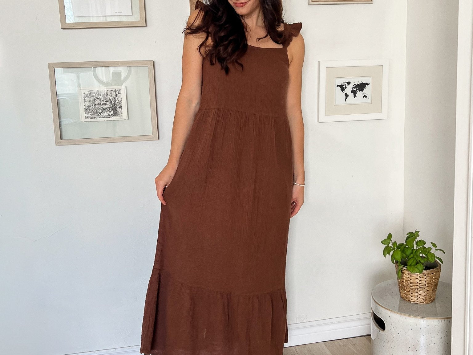The Scottie Flowy Brown Midi Dress - Love and Lee Apparel