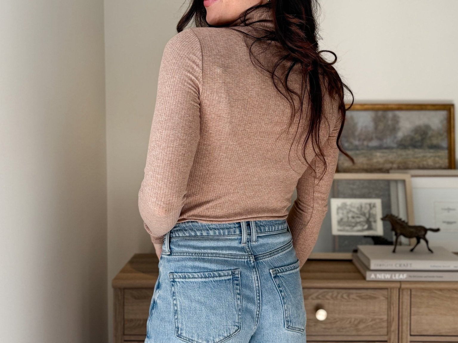 The 'Maple Latte' Long Sleeve High Rolled Neck Top - Love and Lee Apparel