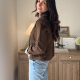 The'Coffee Before Anything' Gingham Collar Contrast Snap Button Jacket - Love and Lee Apparel