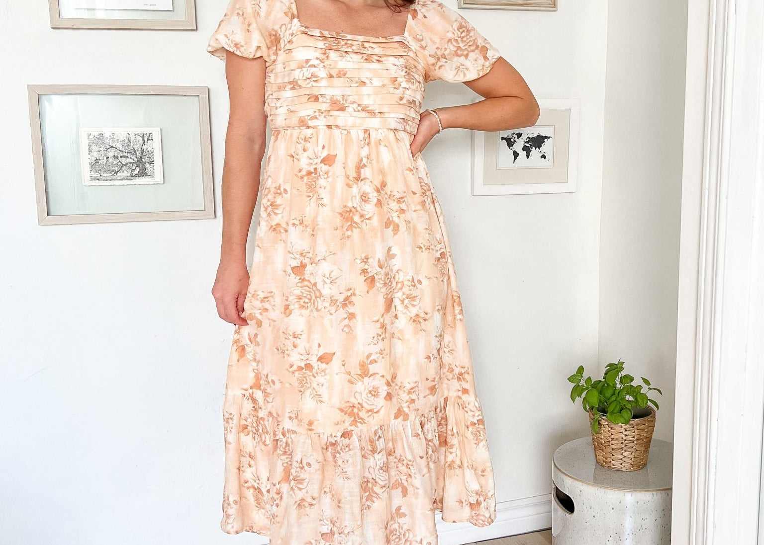 The Mila Floral Midi Long Sleeve Dress - Love and Lee Apparel
