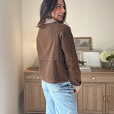 The'Coffee Before Anything' Gingham Collar Contrast Snap Button Jacket - Love and Lee Apparel