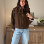 The'Coffee Before Anything' Gingham Collar Contrast Snap Button Jacket - Love and Lee Apparel