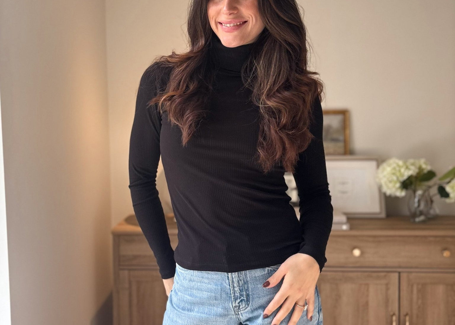 The 'Mahogany Woods' Long Sleeve High Rolled Neck Top - Love and Lee Apparel