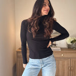 The 'Mahogany Woods' Long Sleeve High Rolled Neck Top - Love and Lee Apparel