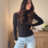 The 'Mahogany Woods' Long Sleeve High Rolled Neck Top - Love and Lee Apparel