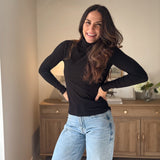 The 'Mahogany Woods' Long Sleeve High Rolled Neck Top - Love and Lee Apparel