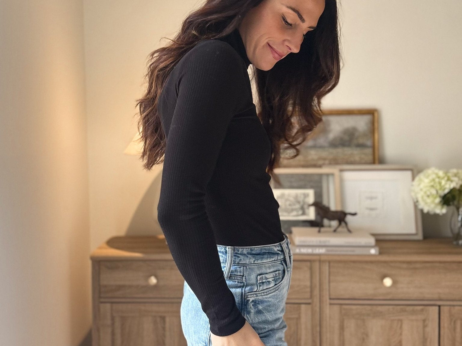The 'Mahogany Woods' Long Sleeve High Rolled Neck Top - Love and Lee Apparel