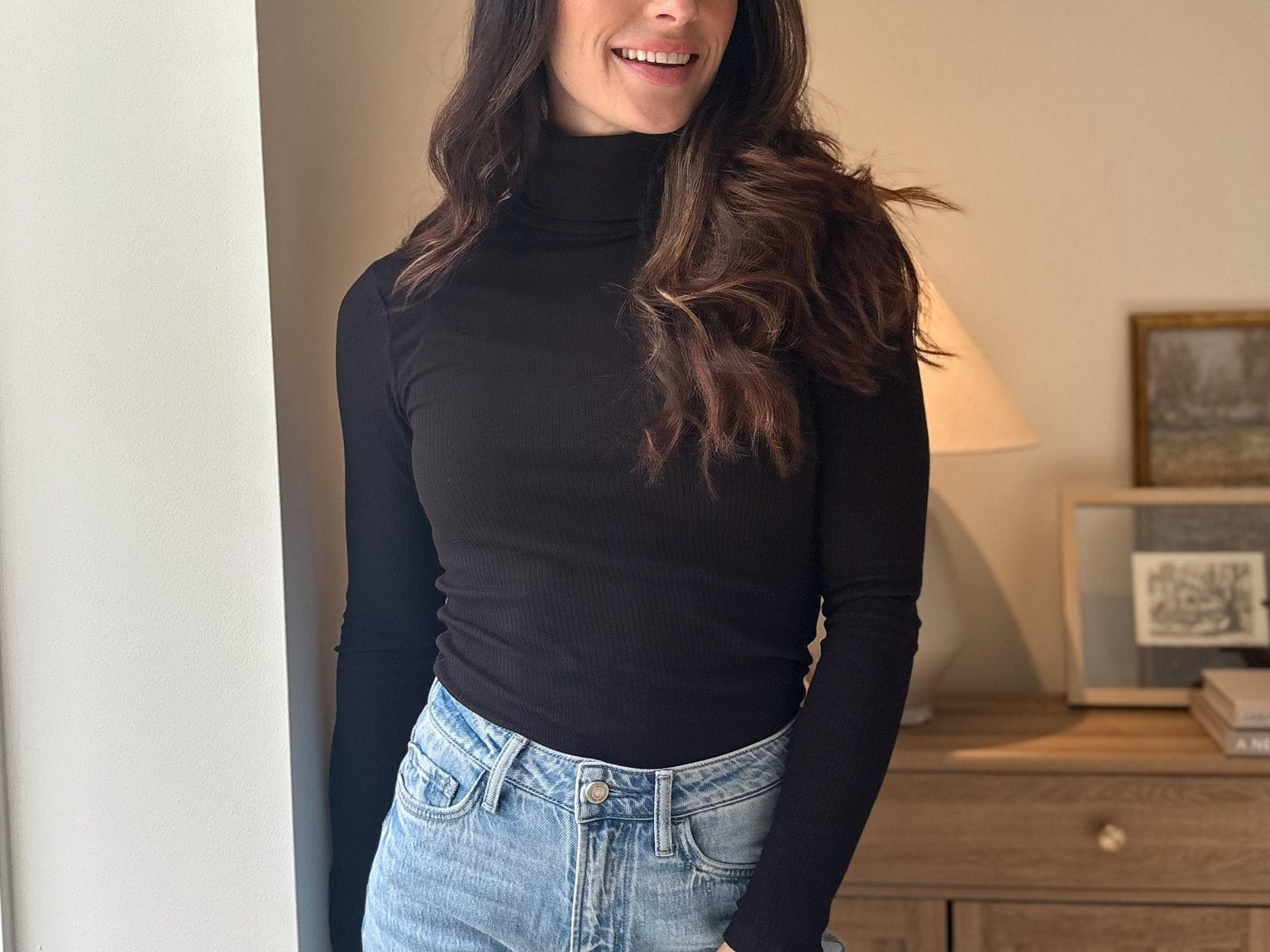 The 'Mahogany Woods' Long Sleeve High Rolled Neck Top - Love and Lee Apparel