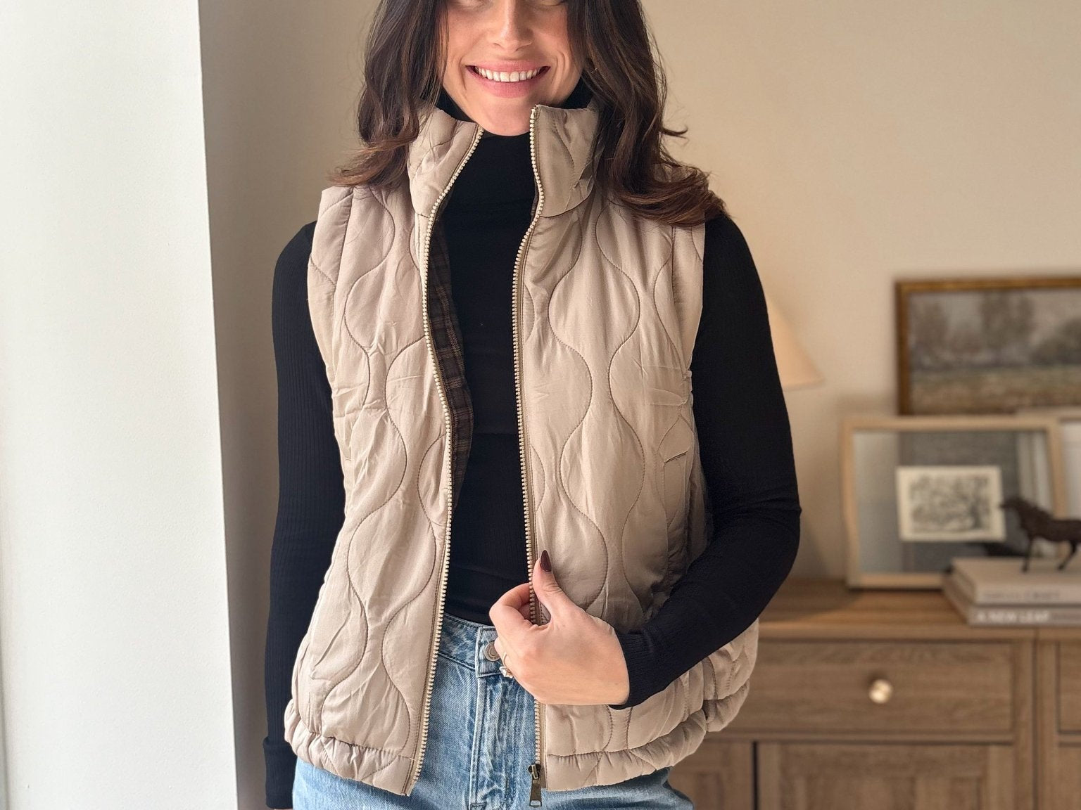 The 'Maple & Main' Plaid Collar Quilted Zip-Up Vest- 2 Colours Available - Love and Lee Apparel