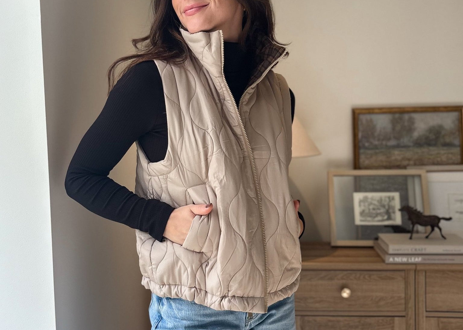 The 'Maple & Main' Plaid Collar Quilted Zip-Up Vest- 2 Colours Available - Love and Lee Apparel
