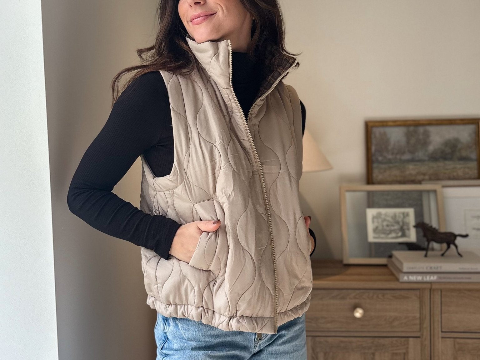 The 'Maple & Main' Plaid Collar Quilted Zip-Up Vest- 2 Colours Available - Love and Lee Apparel