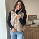 The 'Maple & Main' Plaid Collar Quilted Zip-Up Vest- 2 Colours Available - Love and Lee Apparel