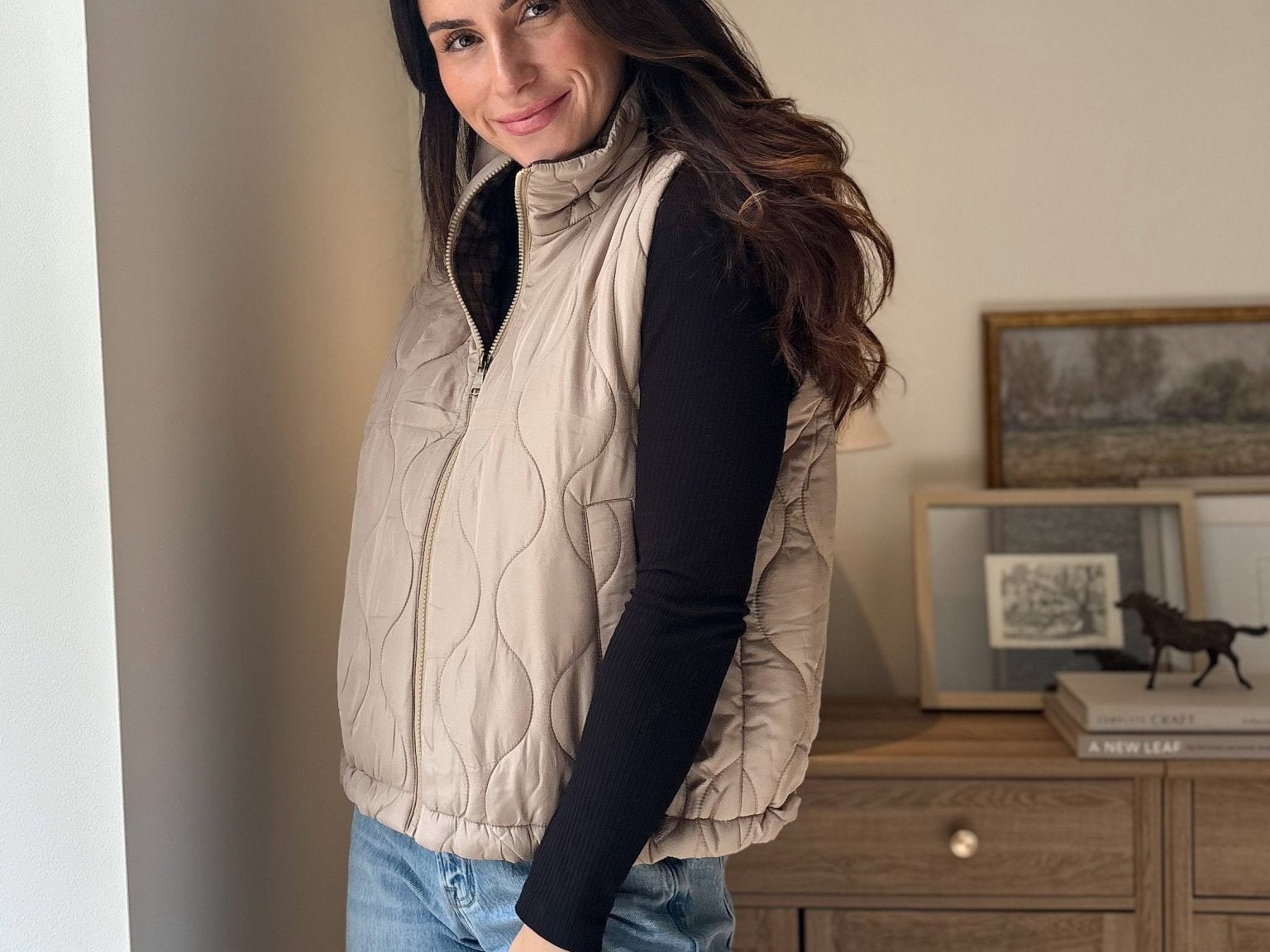 The 'Maple & Main' Plaid Collar Quilted Zip-Up Vest- 2 Colours Available - Love and Lee Apparel