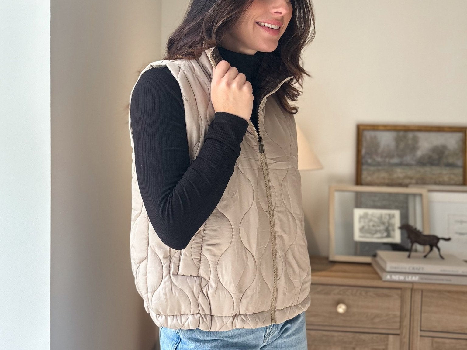 The 'Maple & Main' Plaid Collar Quilted Zip-Up Vest- 2 Colours Available - Love and Lee Apparel