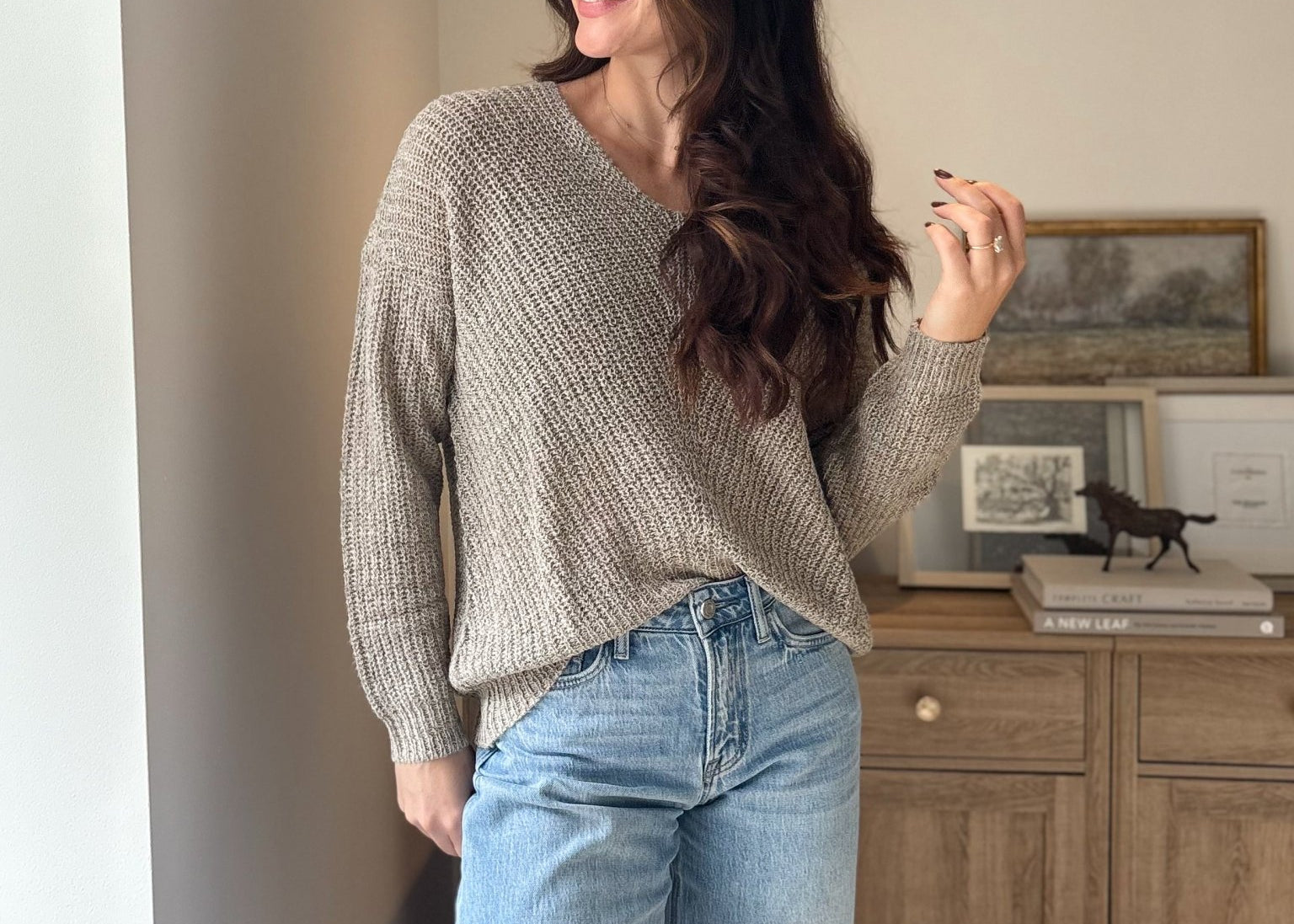 The 'Slow Morning' Knitted Long Sleeve V-Neck Pullover - Love and Lee Apparel
