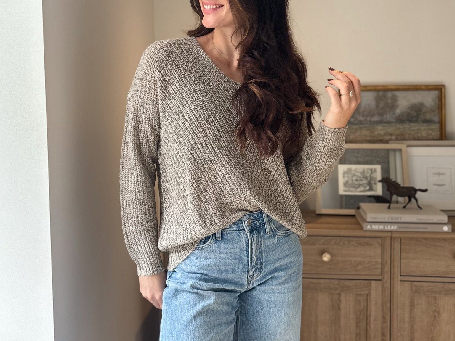 The 'Slow Morning' Knitted Long Sleeve V-Neck Pullover - Love and Lee Apparel