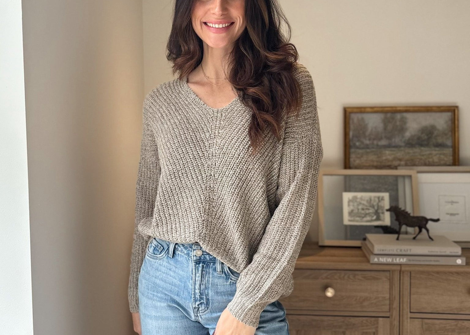 The 'Slow Morning' Knitted Long Sleeve V-Neck Pullover - Love and Lee Apparel