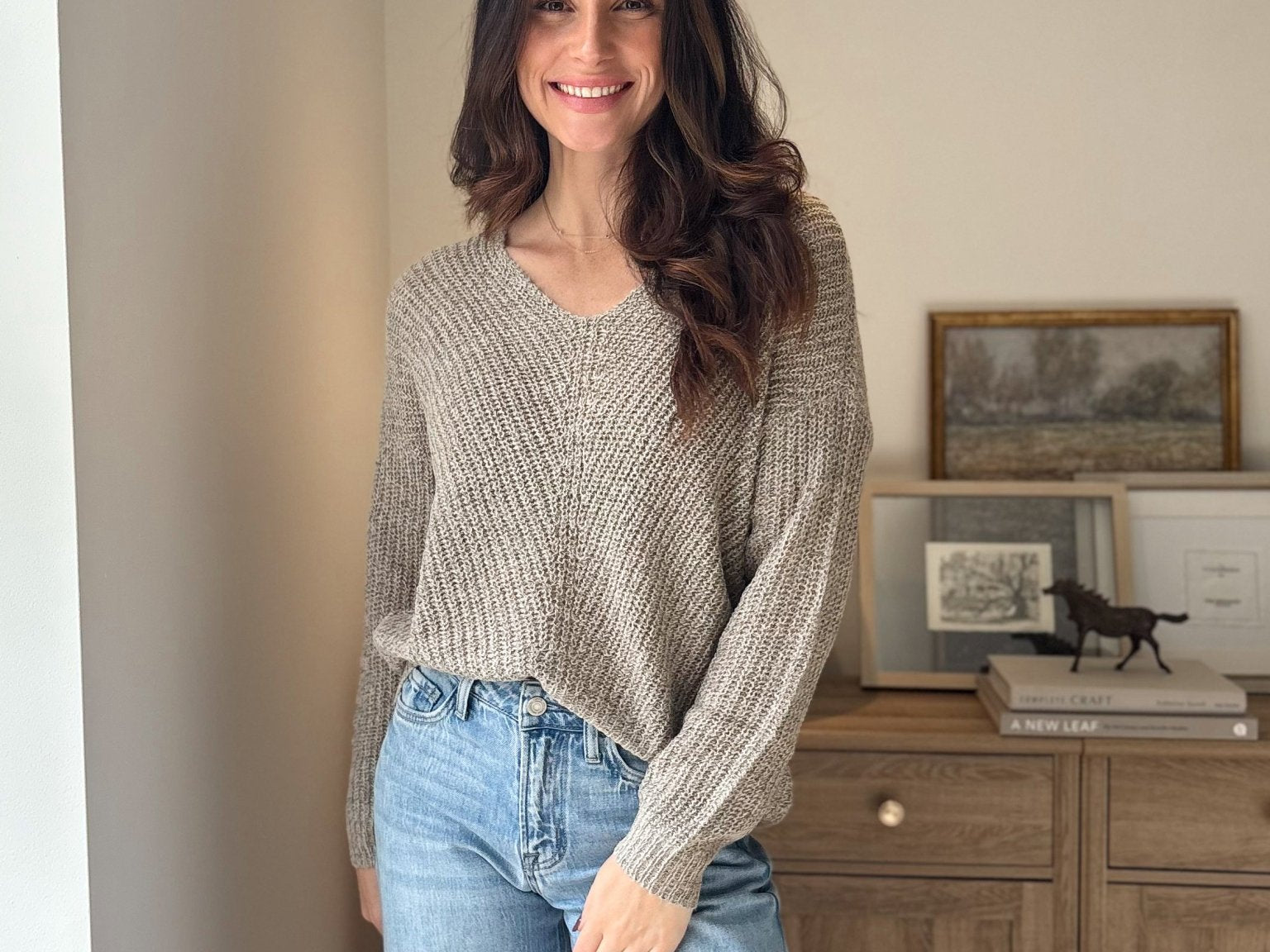 The 'Slow Morning' Knitted Long Sleeve V-Neck Pullover - Love and Lee Apparel